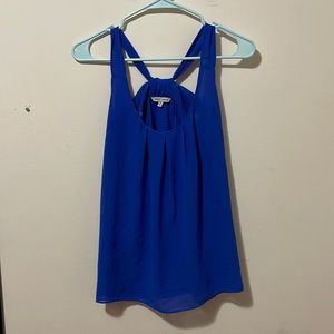 Naked Zebra Blue Tank Blouse with Bow Detail EUC